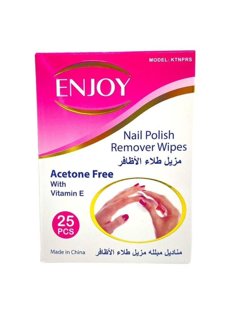 Enjoy Nail Polish Remover Wipes, Pack of 25's